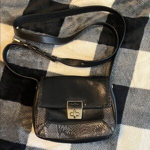 Vintage Cole Haan Ava Shoulder Crossbody Bag Black Pine Print Hayden Python